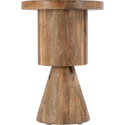 Botswana Abstract Pedestal Base Side Table by Butler Specialty Company in brown. Made from mango solids in a transitional style.
