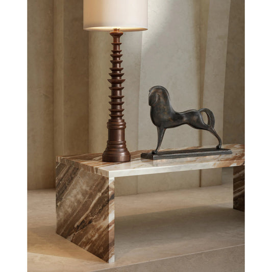 Assyrian Bronze Horse by Currey and Company in bronze. Made from cast bronze in a eclectic & global style.