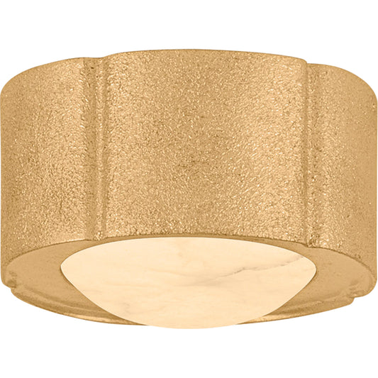 Teka Flush Mount by Corbett in vintage gold leaf. Made from steel in a unique style.