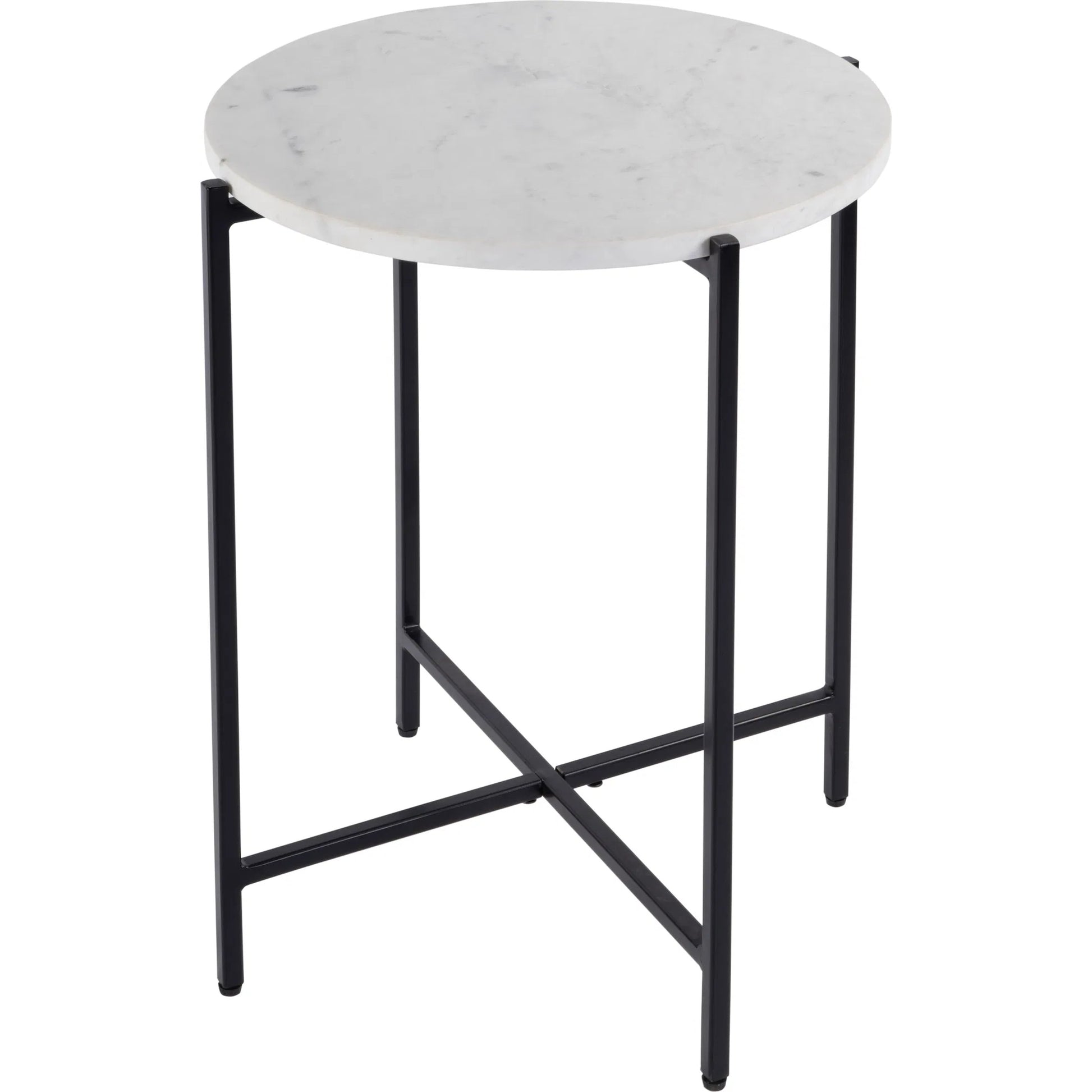 Mirabell Round Marble Side Table by Butler Specialty Company in black, white. Made from iron, marble in a unique style.