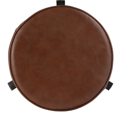 Knight Adjustable Height Leather & Iron Bar Stool by Butler Specialty Company in brown. Made from iron, leather, plywood in a traditional style.