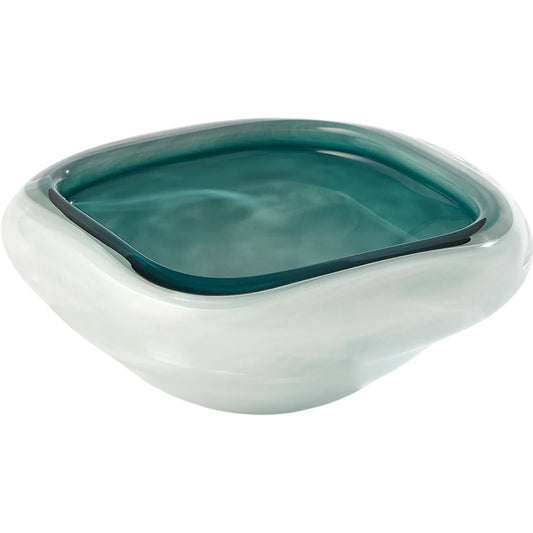 Square Cased Glass Bowl by Global Views in azure. Made from art glass in a unique style.