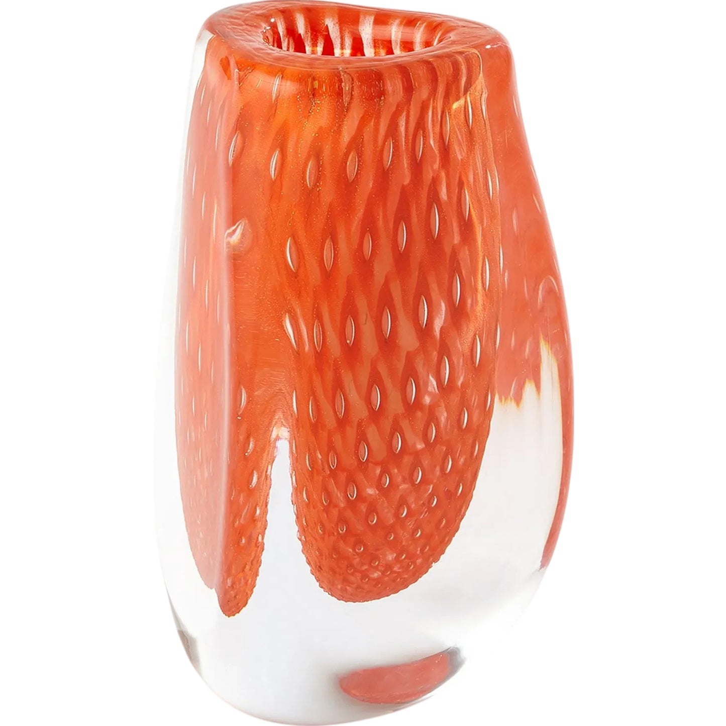 006 SI-2324610 | Primary Silo | Triangular Bubbled Vase by Global Views in orange and clear. Made from unique in a eclectic & global style.