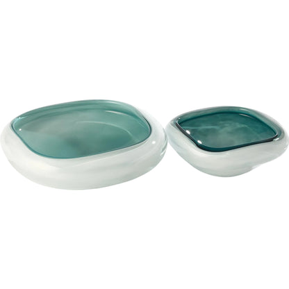 Square Cased Glass Bowl by Global Views in azure. Made from art glass in a eclectic & global style.