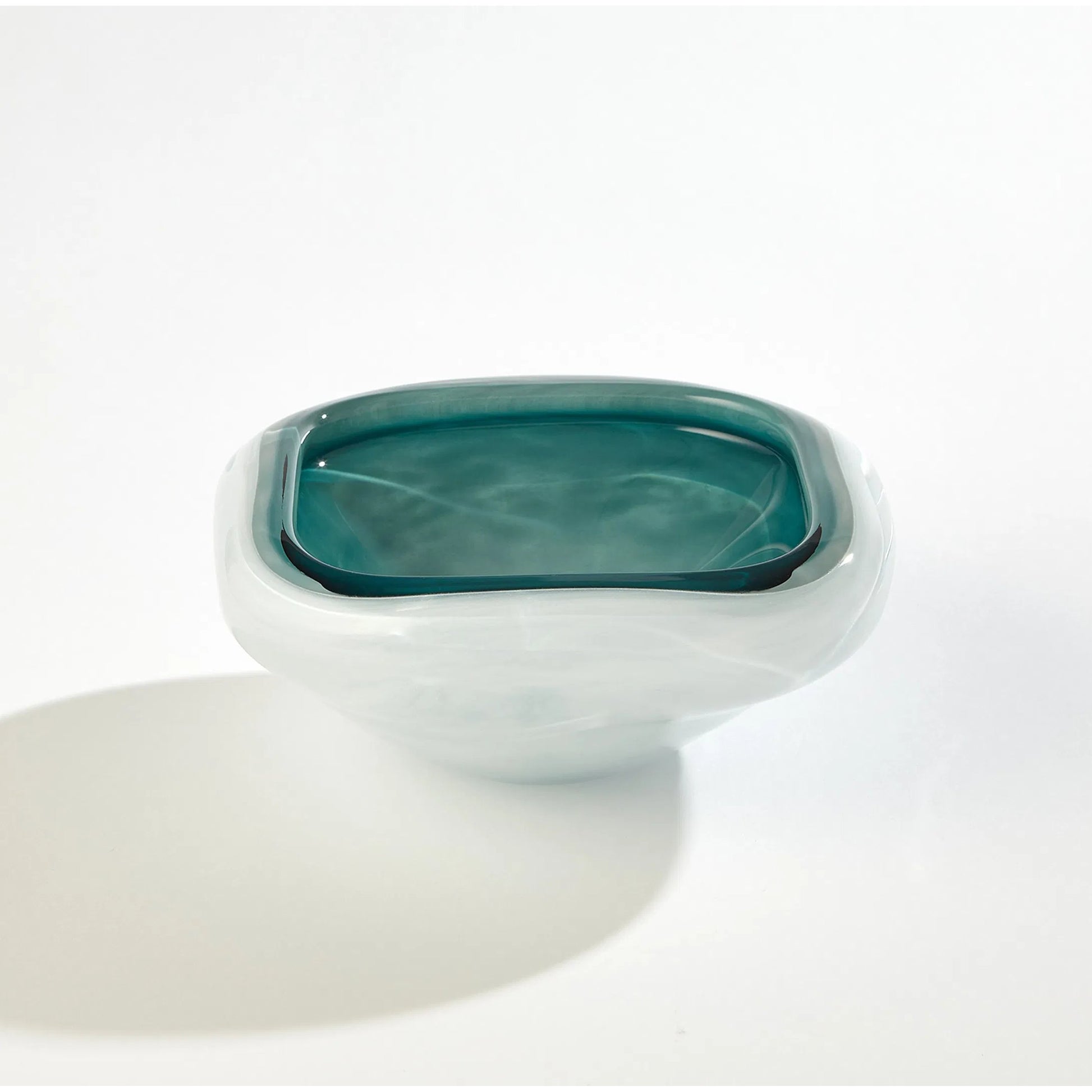 Square Cased Glass Bowl by Global Views in azure. Made from art glass in a eclectic & global style.