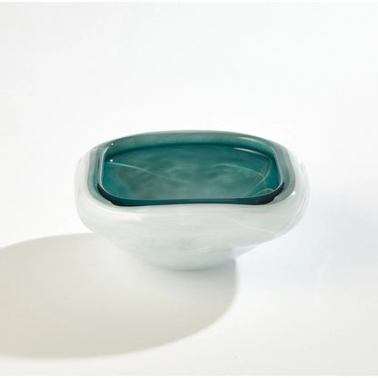 Square Cased Glass Bowl by Global Views in azure. Made from art glass in a eclectic & global style.