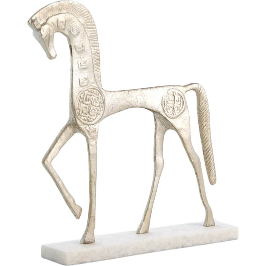 Roman Horse by Global Views. Made from cast steel 50%, white marble 50% in a modern style.