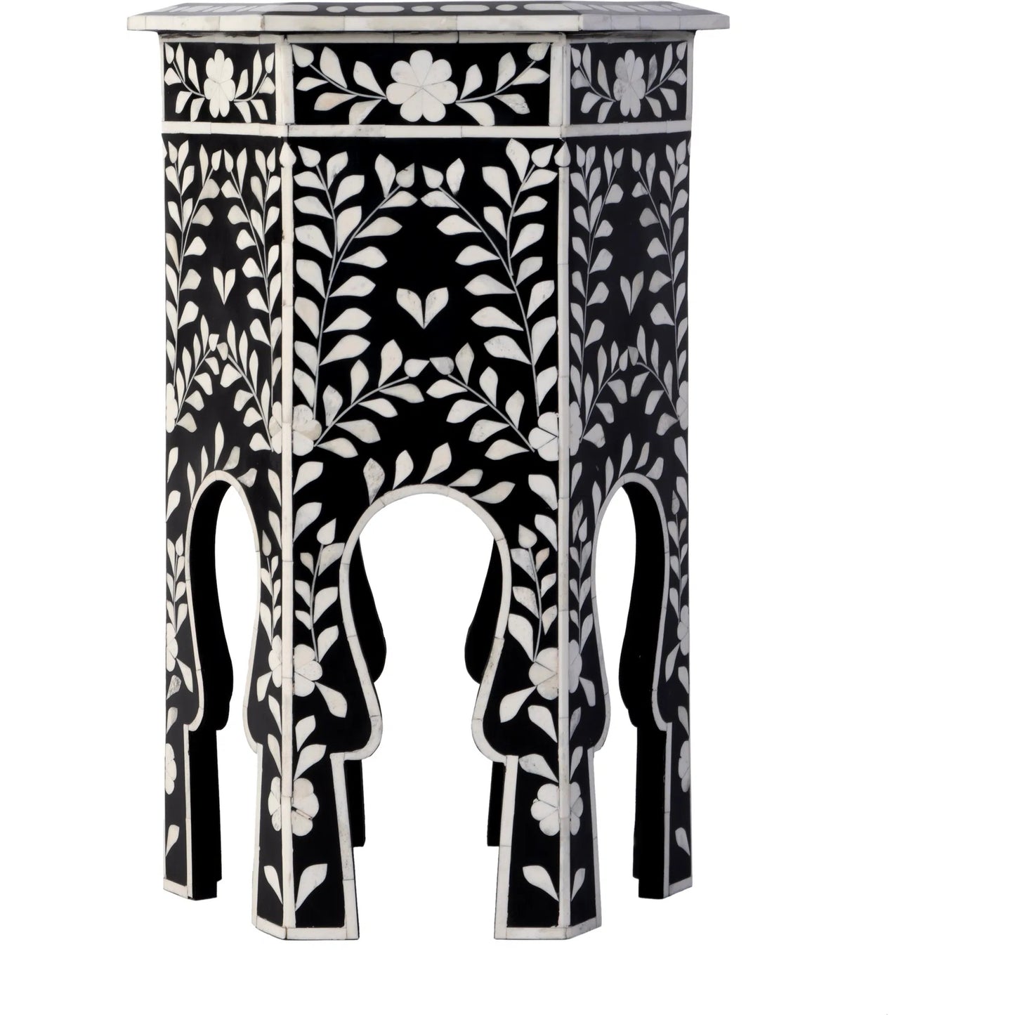003 SI-2458674 | Additional Silo | Amaya Side Table by Butler Specialty Company in black, white and black bone. Made from mdf, resin, bone-inlay in a traditional style.