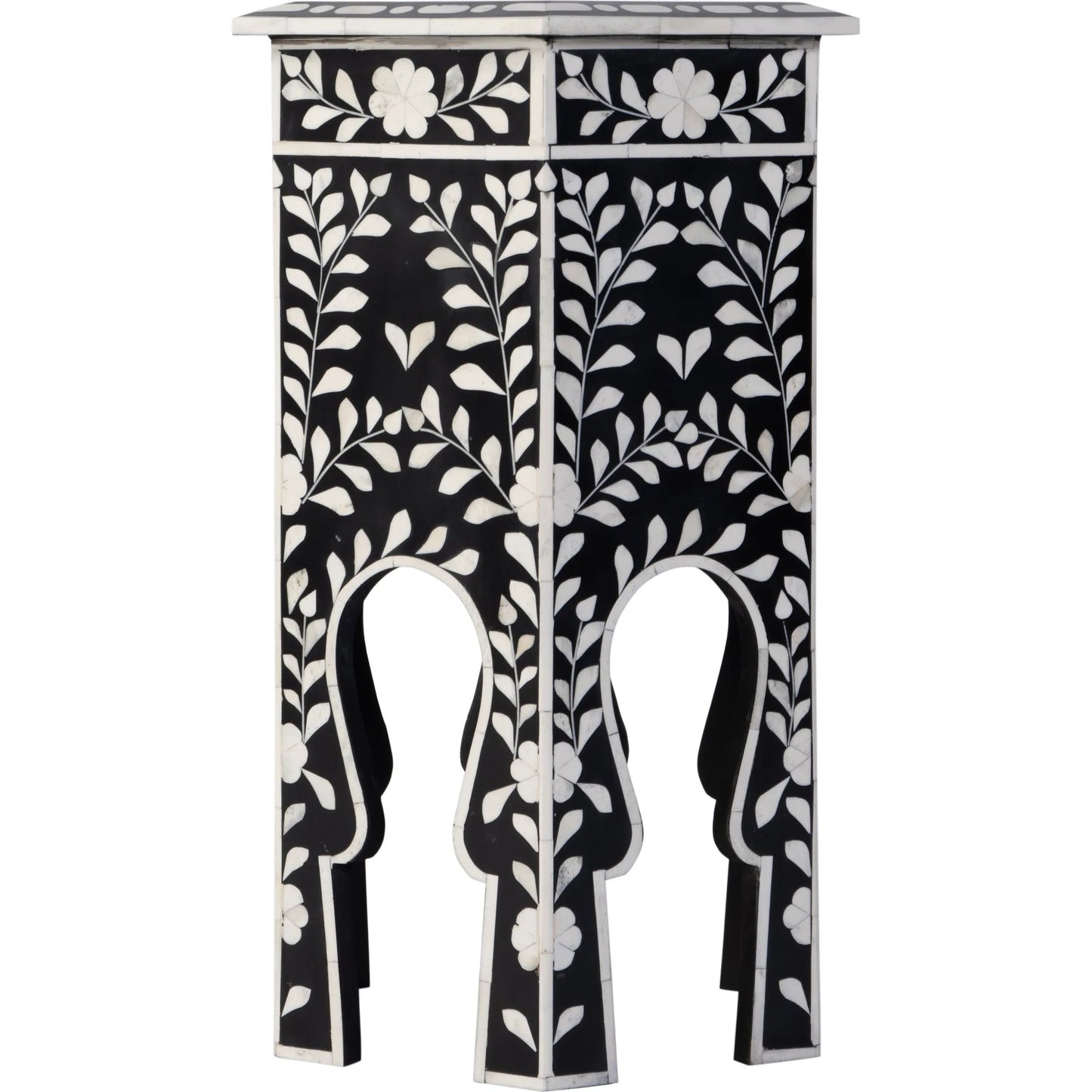004 SI-2458674 | Additional Silo | Amaya Side Table by Butler Specialty Company in black, white and black bone. Made from mdf, resin, bone-inlay in a traditional style.