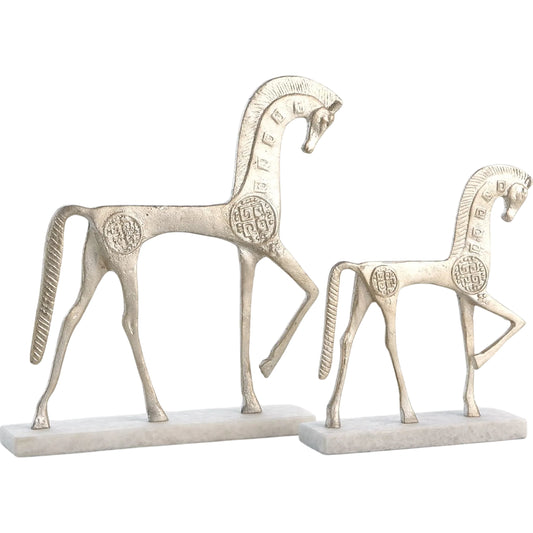 Roman Horse by Global Views. Made from cast steel 50%, white marble 50% in a modern style.