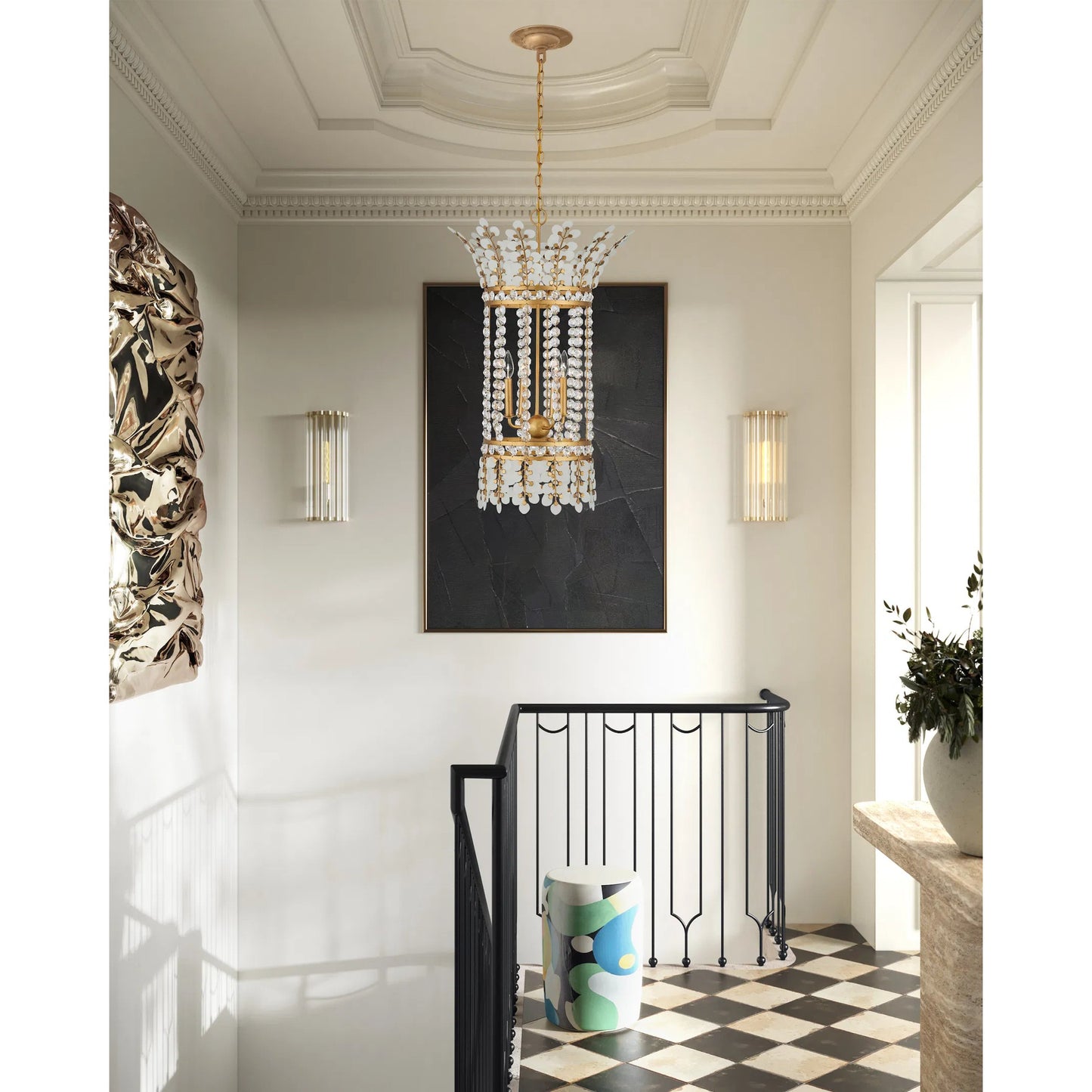 007 SI-2386970 | Lifestyle | Bradshaw Lantern by Currey and Company in frosted, clear, brass. Made from glass, crystal, wrought iron in a traditional style.