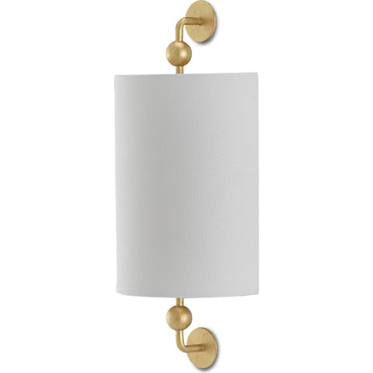 Tavey Wall Sconce by Currey and Company in contemporary gold leaf. Made from wrought iron in a transitional style.
