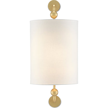 Tavey Wall Sconce by Currey and Company in contemporary gold leaf. Made from wrought iron in a transitional style.