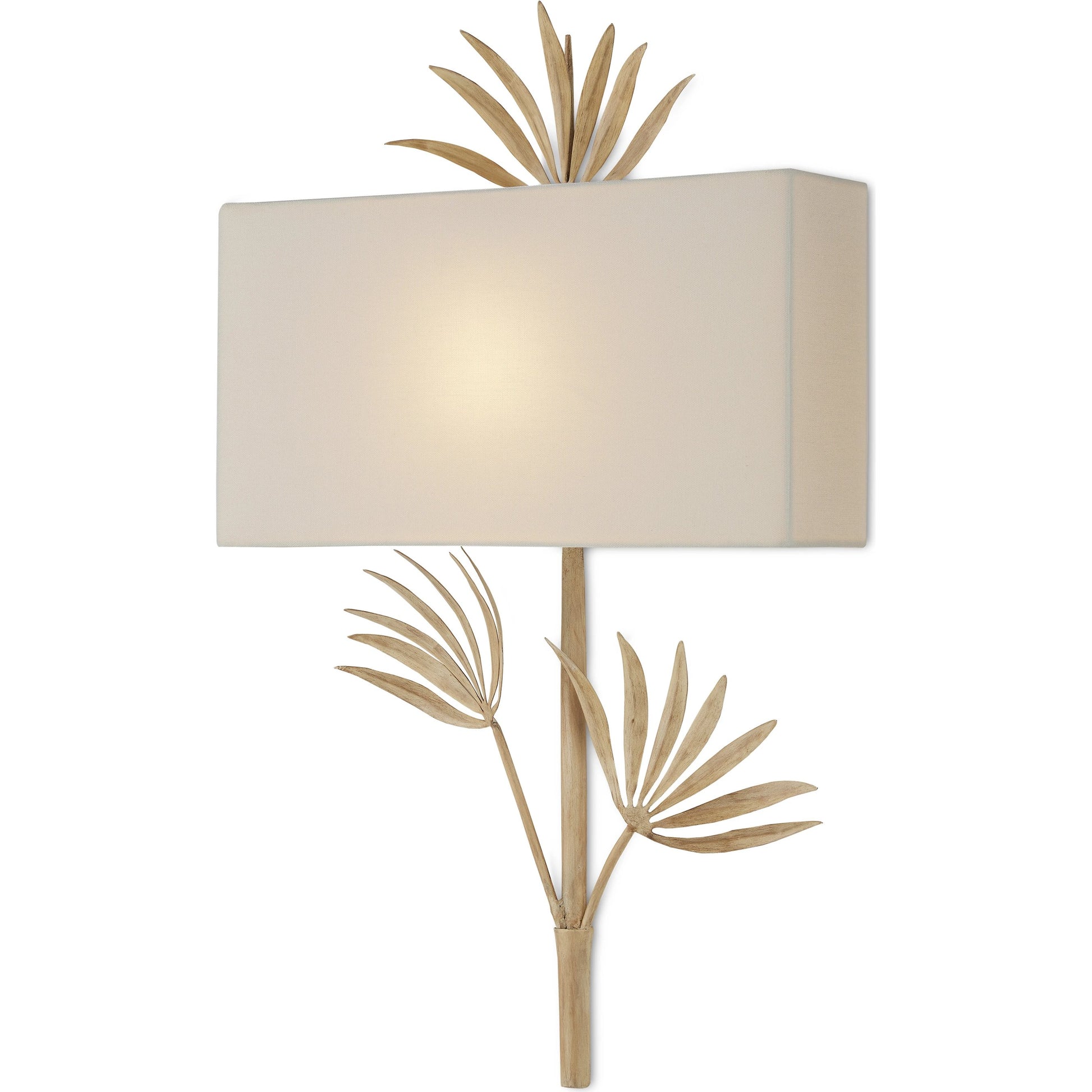 Calliope Wall Sconce by Currey and Company in coco cream. Made from wrought iron, fabric in a modern style.