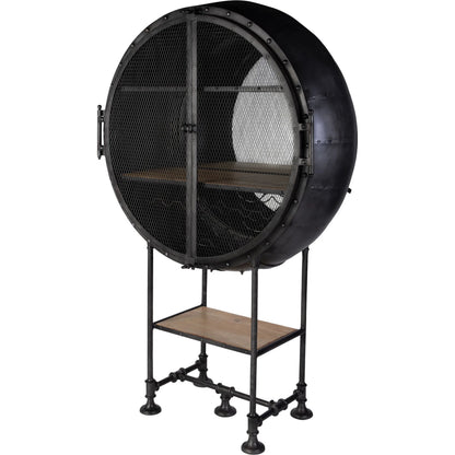 Roanoke Bar Cabinet by Butler Specialty Company in black. Made from iron, mango wood, mirror in a traditional style.