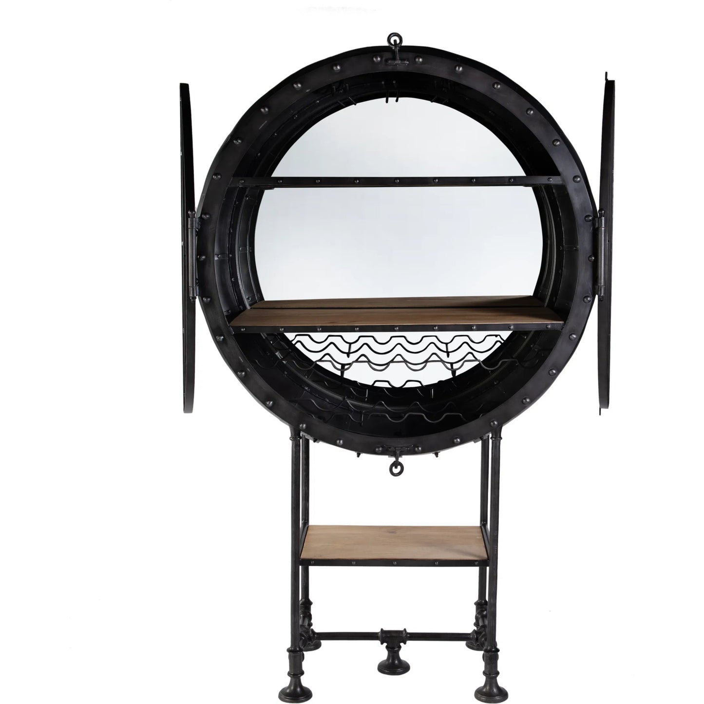 002 SI-2448207 | Additional Silo | Roanoke Bar Cabinet by Butler Specialty Company in black. Made from iron, mango wood, mirror in a traditional style.
