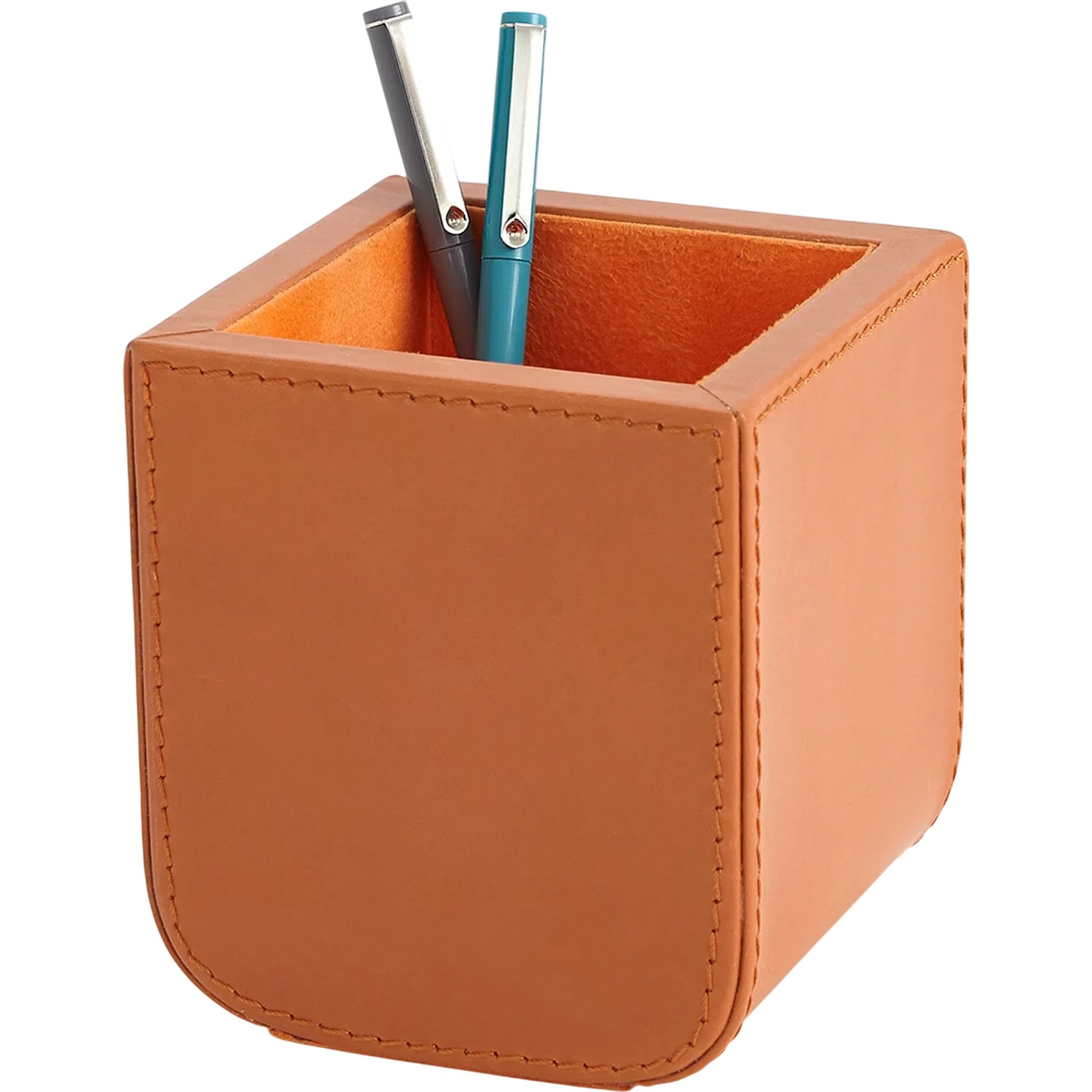 Radius Edge Leather Pencil Cup by Global Views. Made from unique in a transitional style.