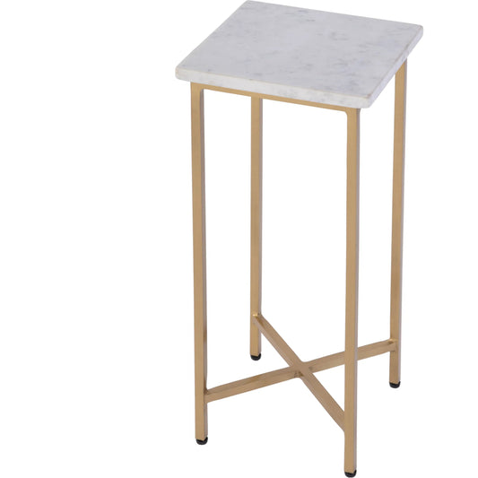 001 SI-2448206 | Primary Silo | Paulina End Table by Butler Specialty Company in white, antique gold. Made from iron, marble in a unique style.