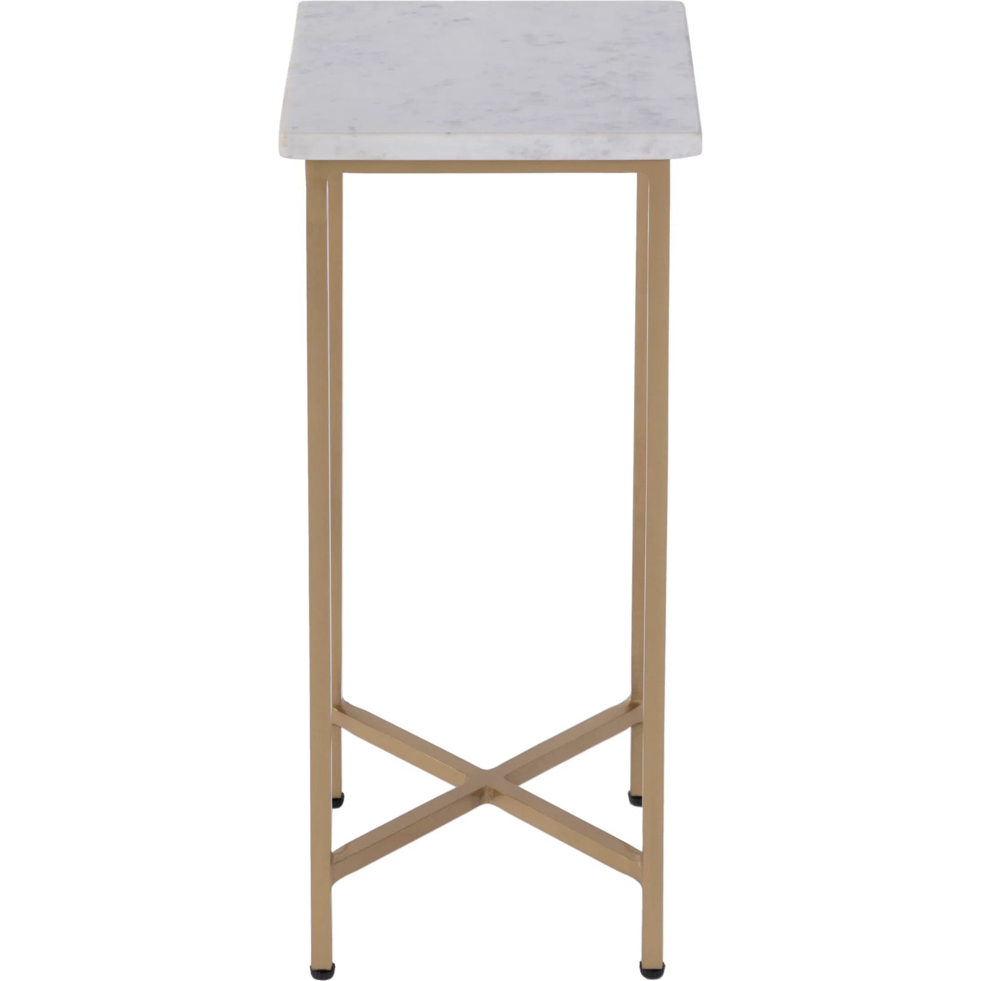 Paulina End Table by Butler Specialty Company in white, antique gold. Made from iron, marble in a modern style.