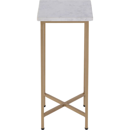 Paulina End Table by Butler Specialty Company in white, antique gold. Made from iron, marble in a modern style.