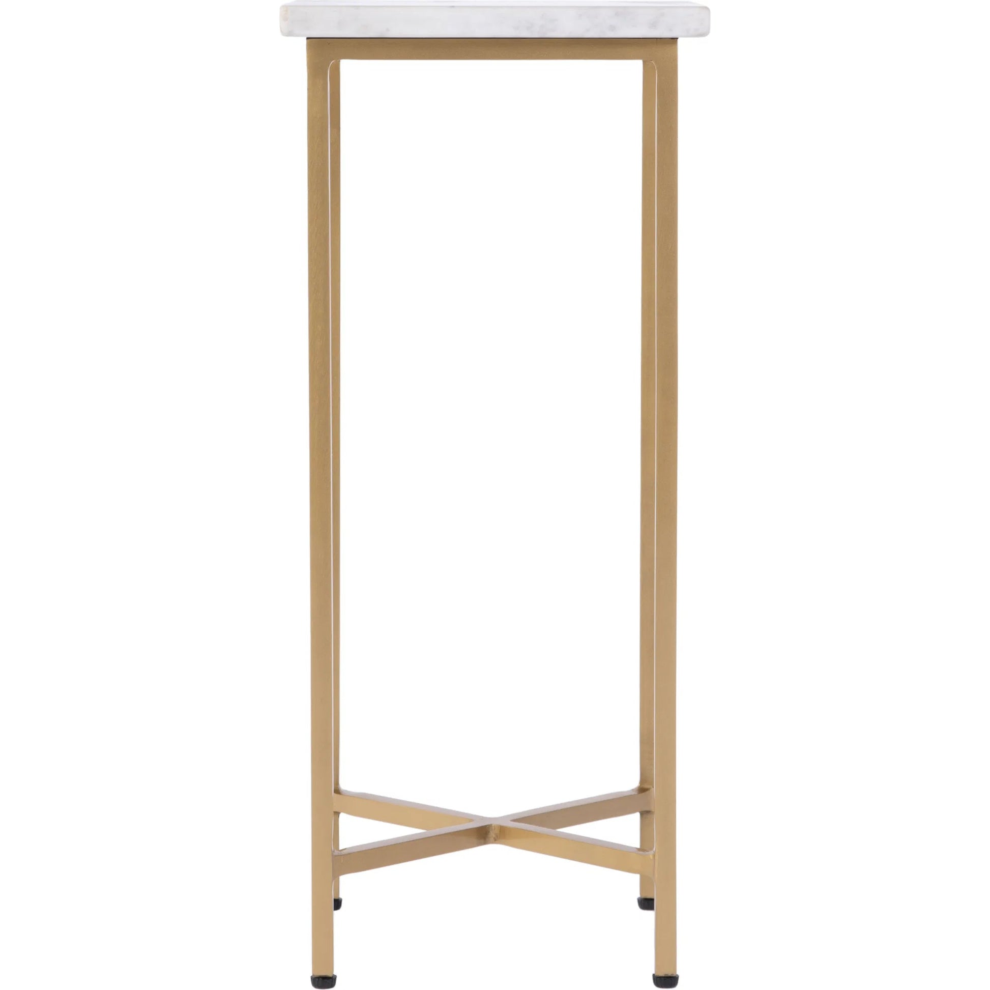 Paulina End Table by Butler Specialty Company in white, antique gold. Made from iron, marble in a modern style.