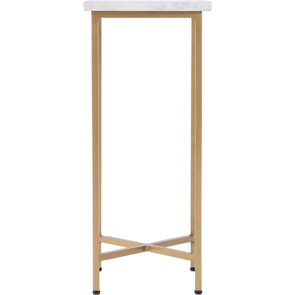 Paulina End Table by Butler Specialty Company in white, antique gold. Made from iron, marble in a modern style.