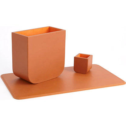 Radius Edge Leather Wastebasket by Global Views. Made from unique in a transitional style.