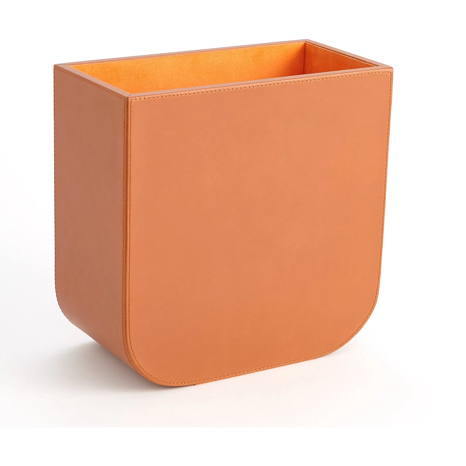 Radius Edge Leather Wastebasket by Global Views. Made from unique in a transitional style.
