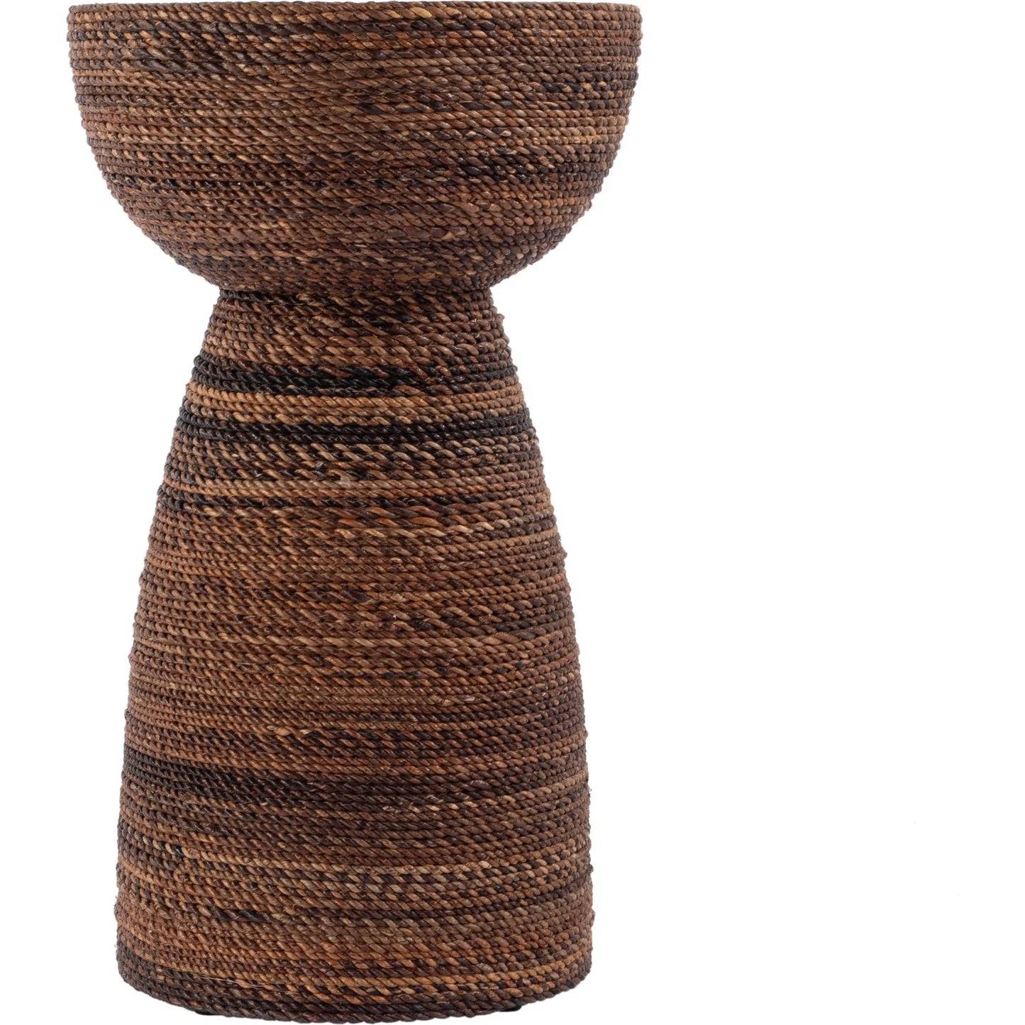 002 SI-2379607 | Additional Silo | Bagshawe Abaca Rope Inlay Drum Side Table by Butler Specialty Company in brown. Made from gmelina wood, abaca rope inlay in a rustic style.