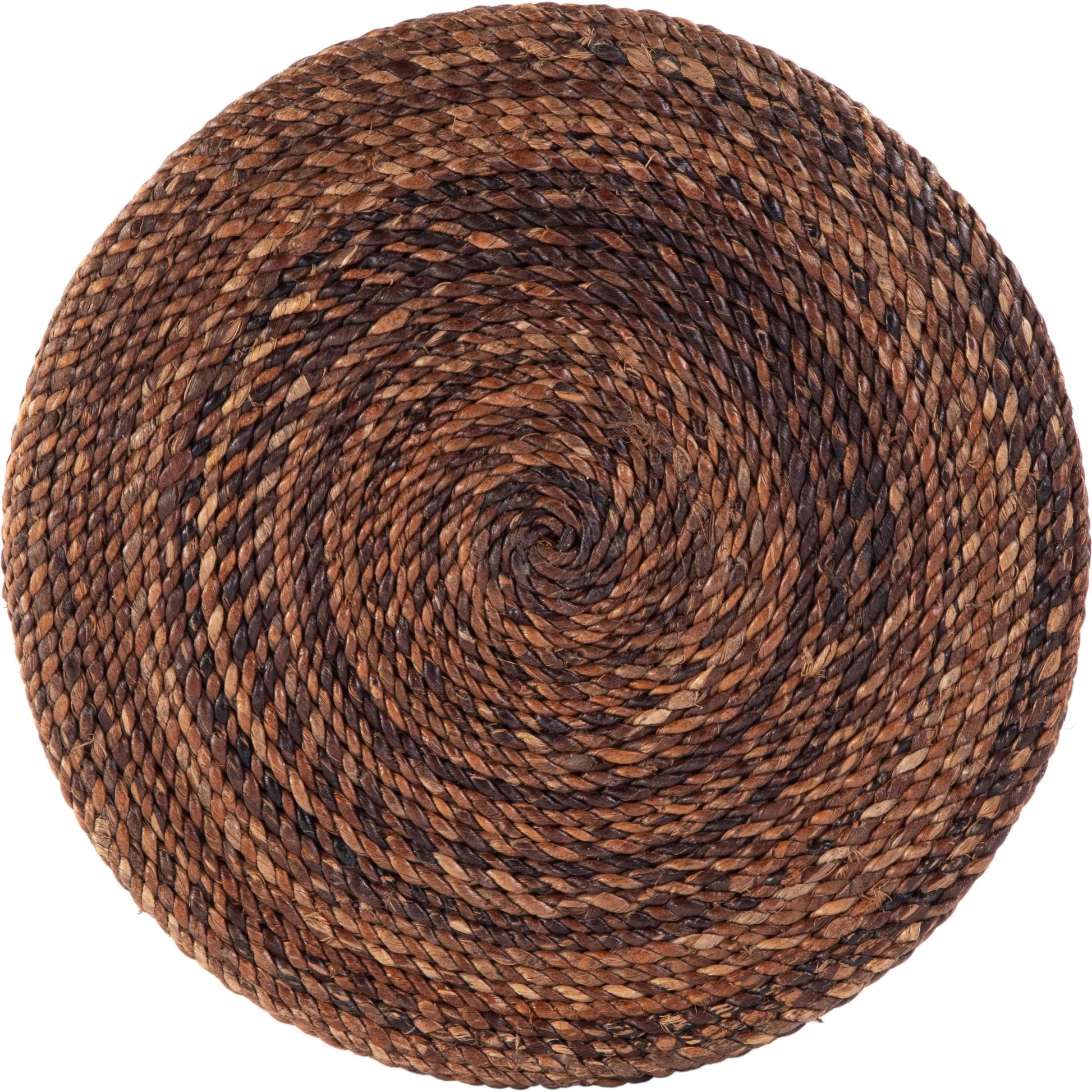 Bagshawe Abaca Rope Inlay Drum Side Table by Butler Specialty Company in brown. Made from gmelina wood, abaca rope inlay in a rustic style.