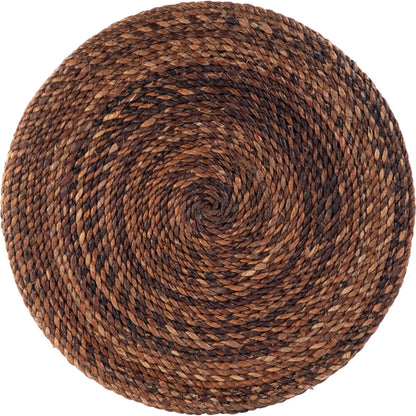 Bagshawe Abaca Rope Inlay Drum Side Table by Butler Specialty Company in brown. Made from gmelina wood, abaca rope inlay in a rustic style.