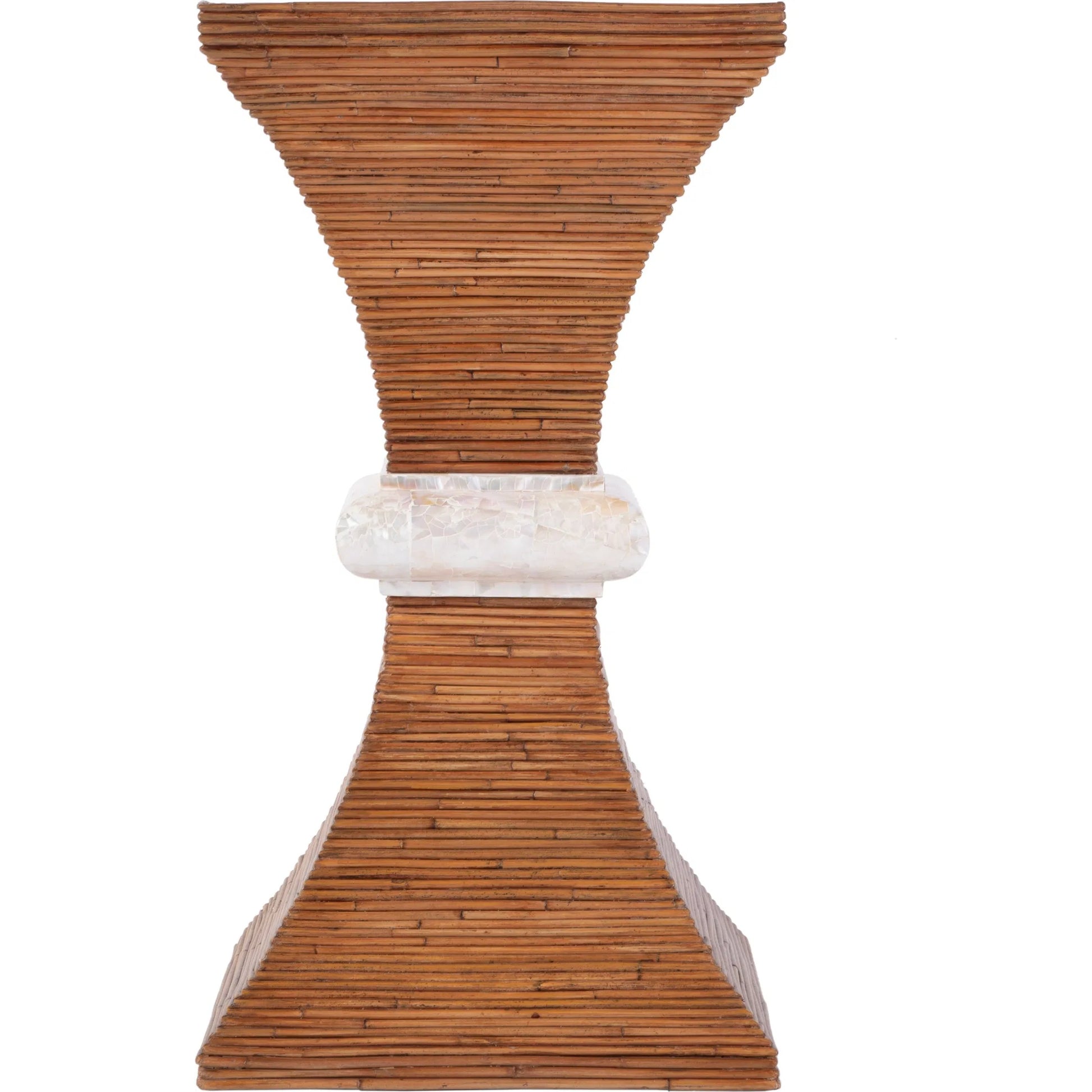 Marikit Side Table by Butler Specialty Company in heritage brown. Made from gmelina solids, arorog inlay, kabibi shell, plywood in a rustic style.