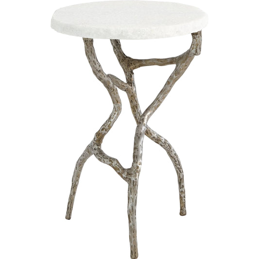 Root Table by Global Views in polished iron with white marble. Made from cast iron, iron, honed white marble in a unique style.