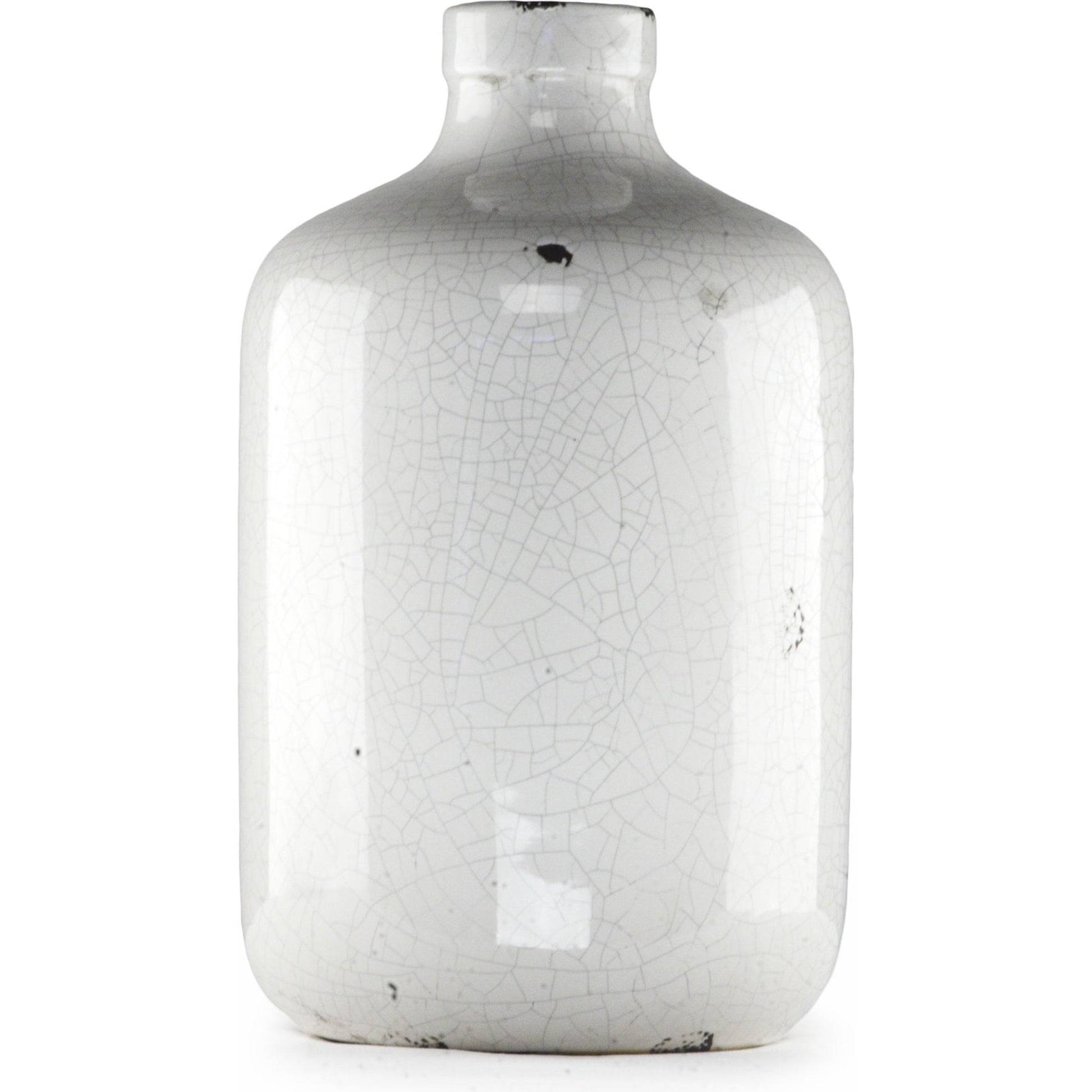 Distressed Crackle White Ceramic Vase by Zentique in distressed crackle white. Made from ceramic in a modern style.