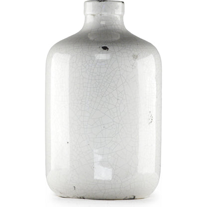 Distressed Crackle White Ceramic Vase by Zentique in distressed crackle white. Made from ceramic in a modern style.