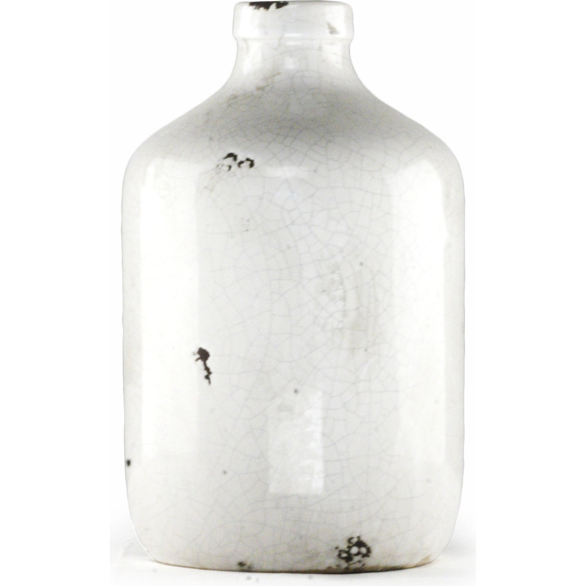 Distressed Crackle White Ceramic Vase by Zentique in distressed crackle white. Made from ceramic in a modern style.