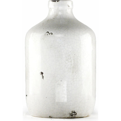 Distressed Crackle White Ceramic Vase by Zentique in distressed crackle white. Made from ceramic in a modern style.