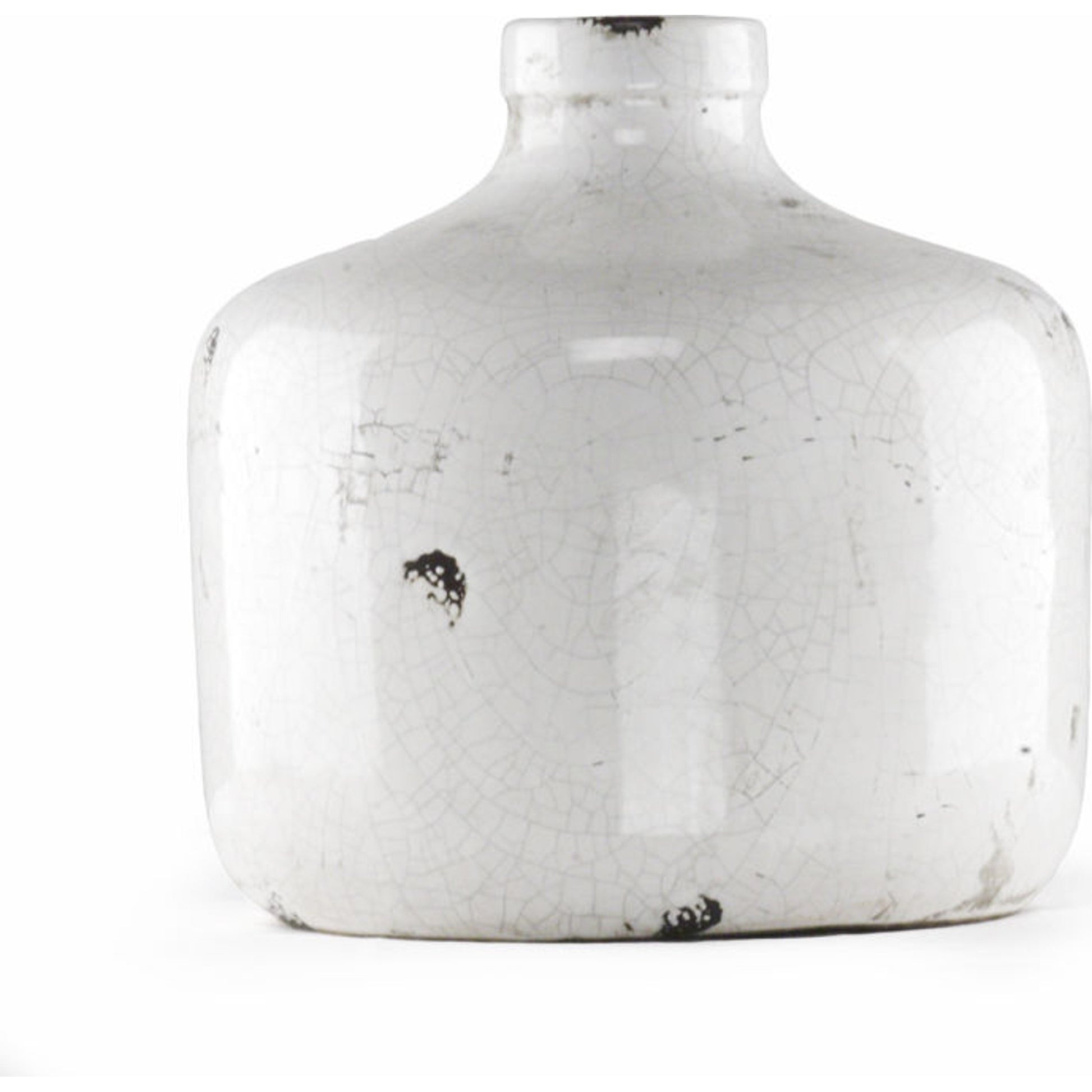 Distressed Crackle White Ceramic Vase by Zentique in distressed crackle white. Made from ceramic in a modern style.