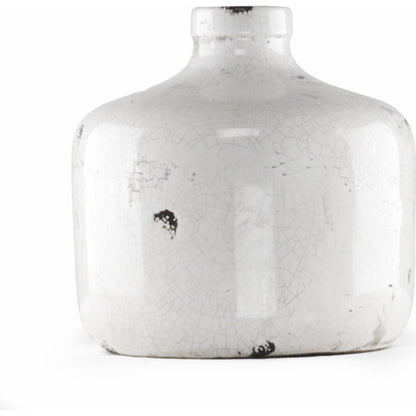 Distressed Crackle White Ceramic Vase by Zentique in distressed crackle white. Made from ceramic in a modern style.