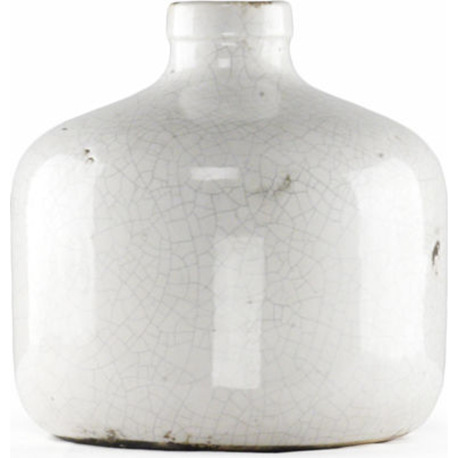 Distressed Crackle White Ceramic Vase by Zentique in distressed crackle white. Made from ceramic in a modern style.