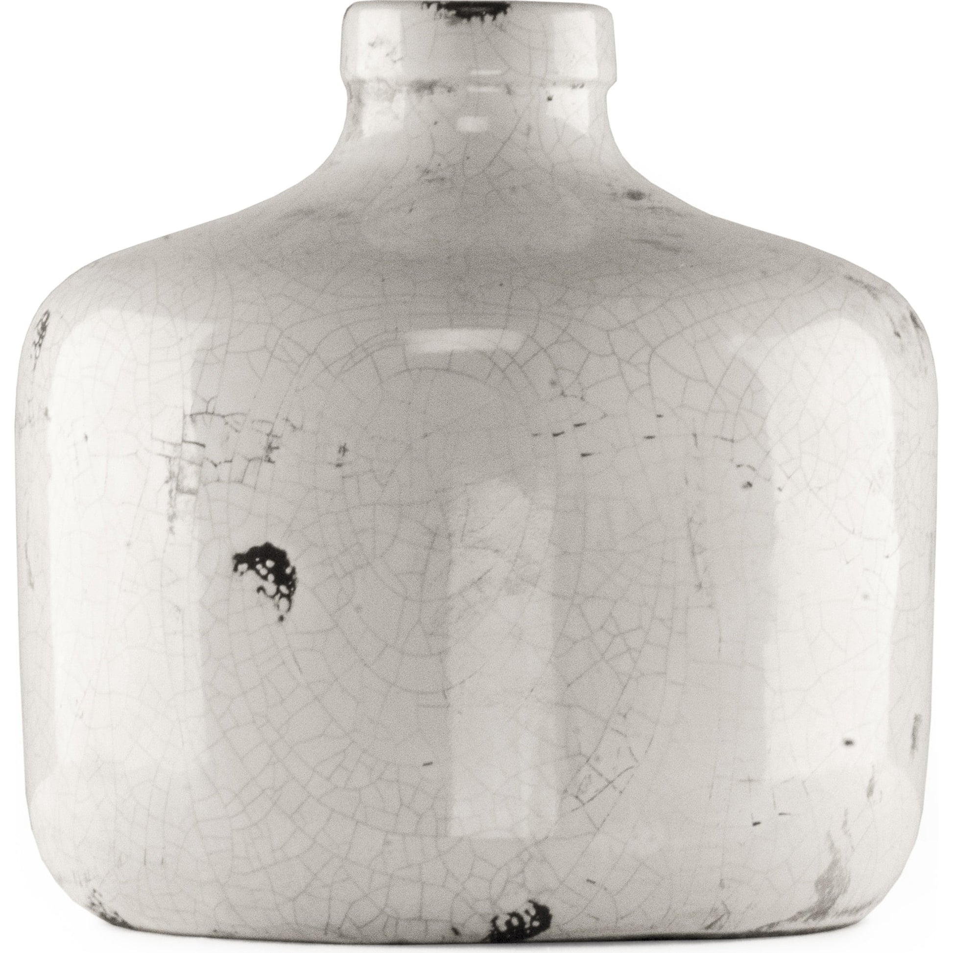 Distressed Crackle White Ceramic Vase by Zentique in distressed crackle white. Made from ceramic in a modern style.