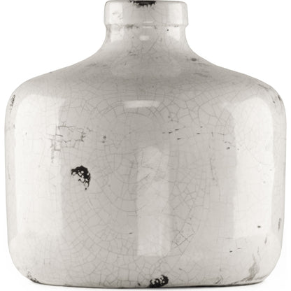 Distressed Crackle White Ceramic Vase by Zentique in distressed crackle white. Made from ceramic in a modern style.