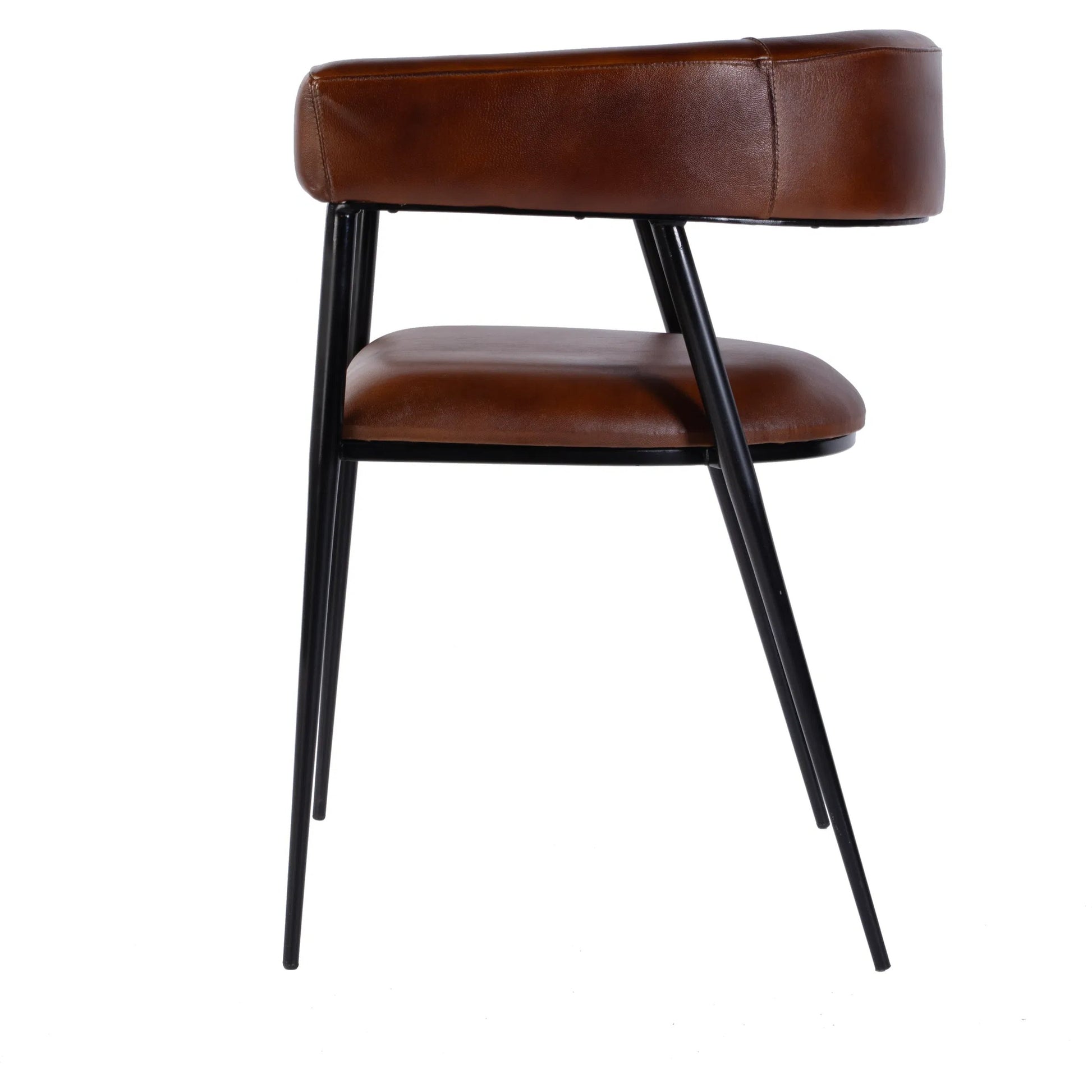 Dallas Dining Chair by Butler Specialty Company in brown leather. Made from iron, goat leather in a traditional style.