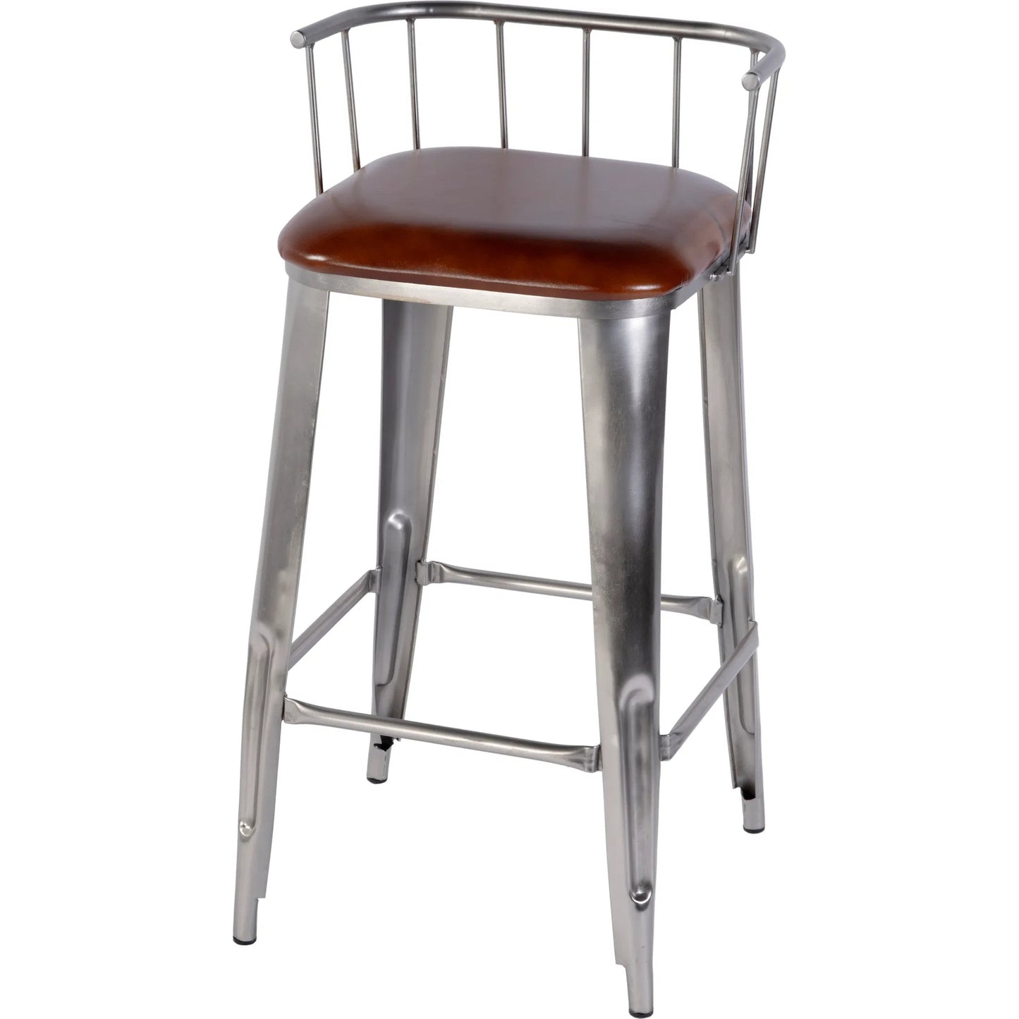 001 SI-2448134 | Primary Silo | Coriander Bar Stool by Butler Specialty Company in brown leather. Made from iron, leather in a modern style.