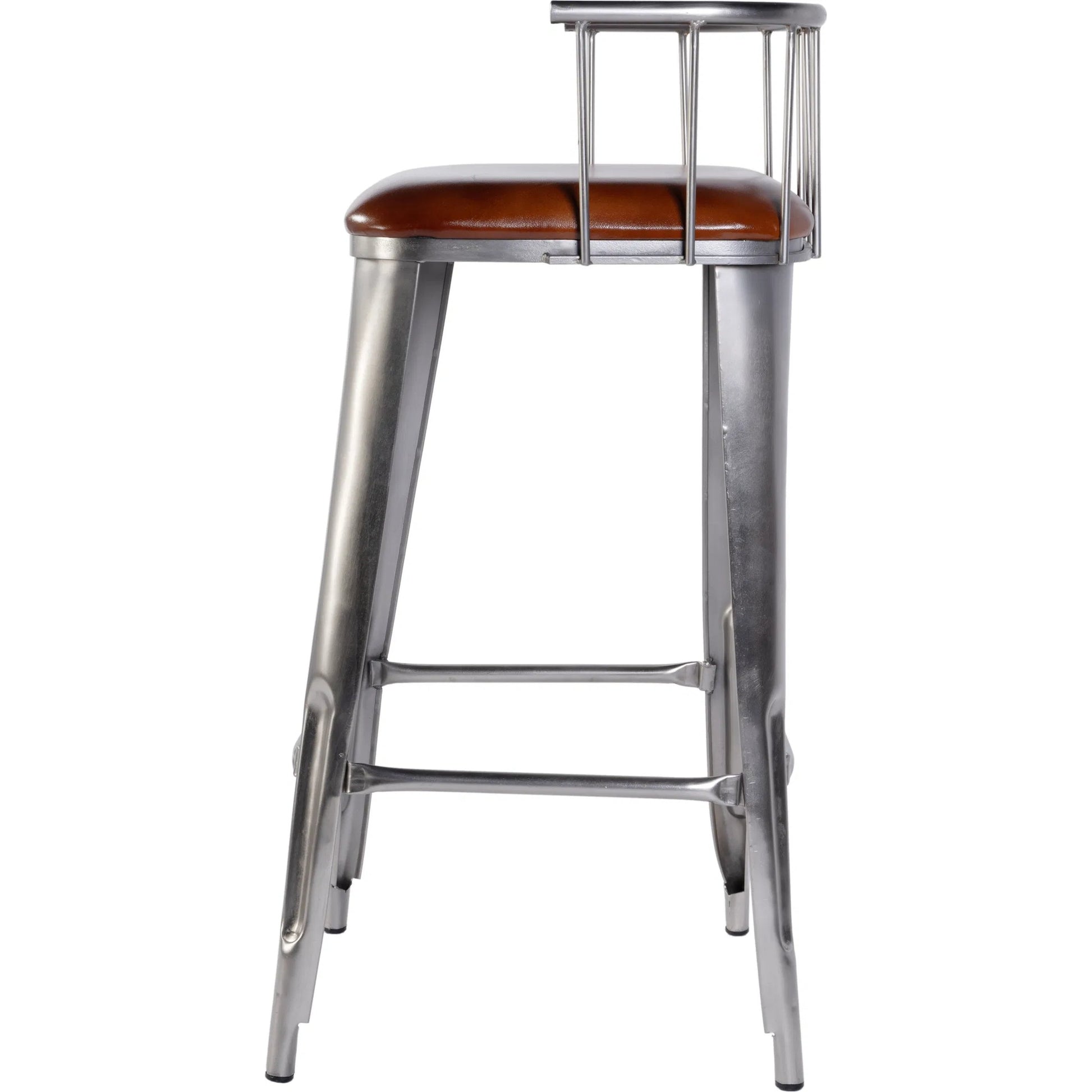 Coriander Bar Stool by Butler Specialty Company in brown leather. Made from iron, leather in a modern style.