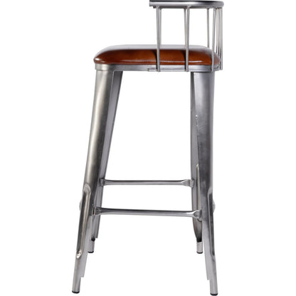 Coriander Bar Stool by Butler Specialty Company in brown leather. Made from iron, leather in a modern style.