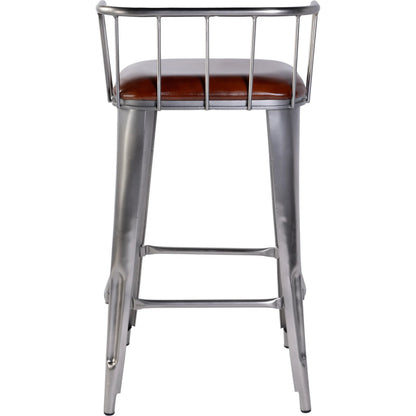 Coriander Bar Stool by Butler Specialty Company in brown leather. Made from iron, leather in a modern style.