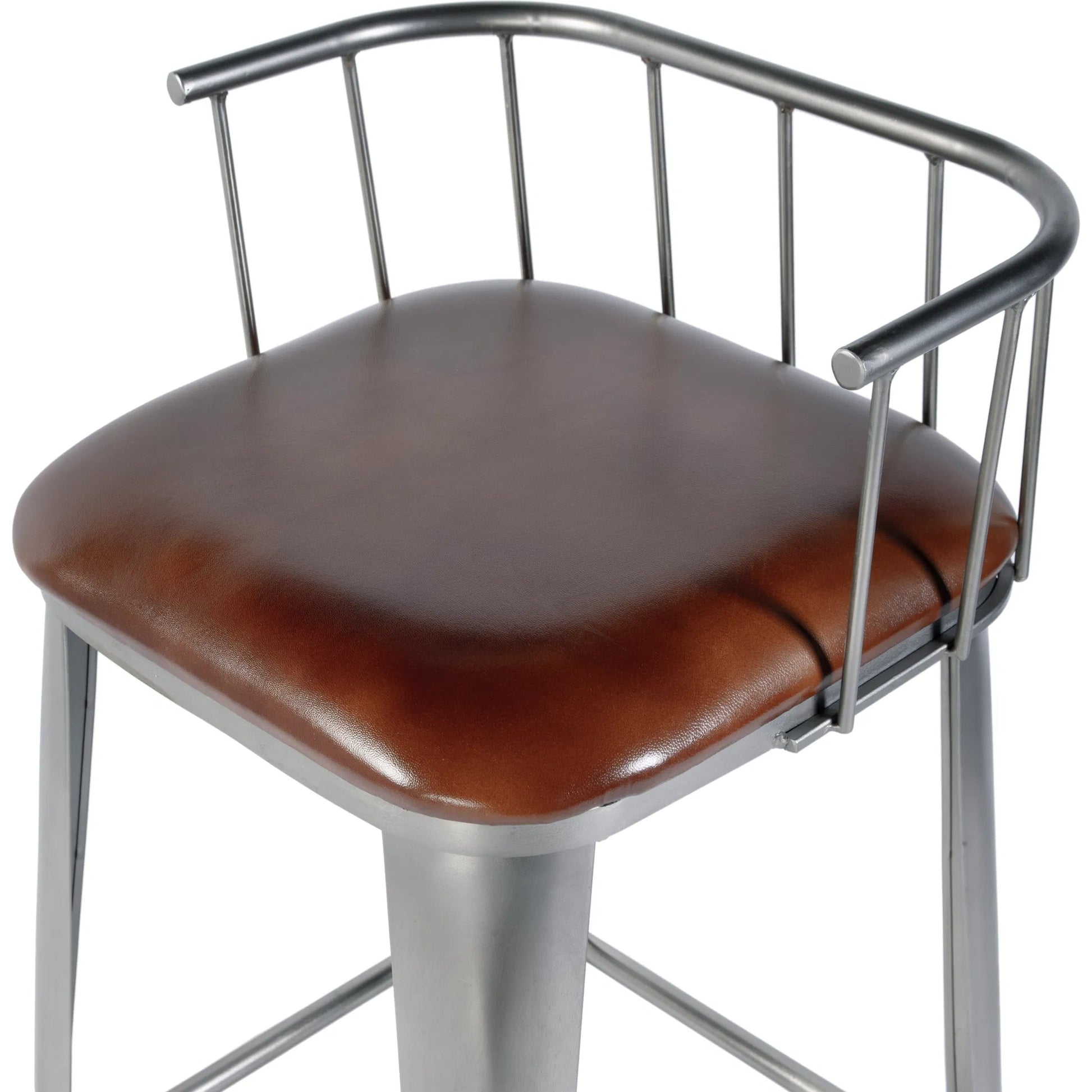 Coriander Bar Stool by Butler Specialty Company in brown leather. Made from iron, leather in a modern style.