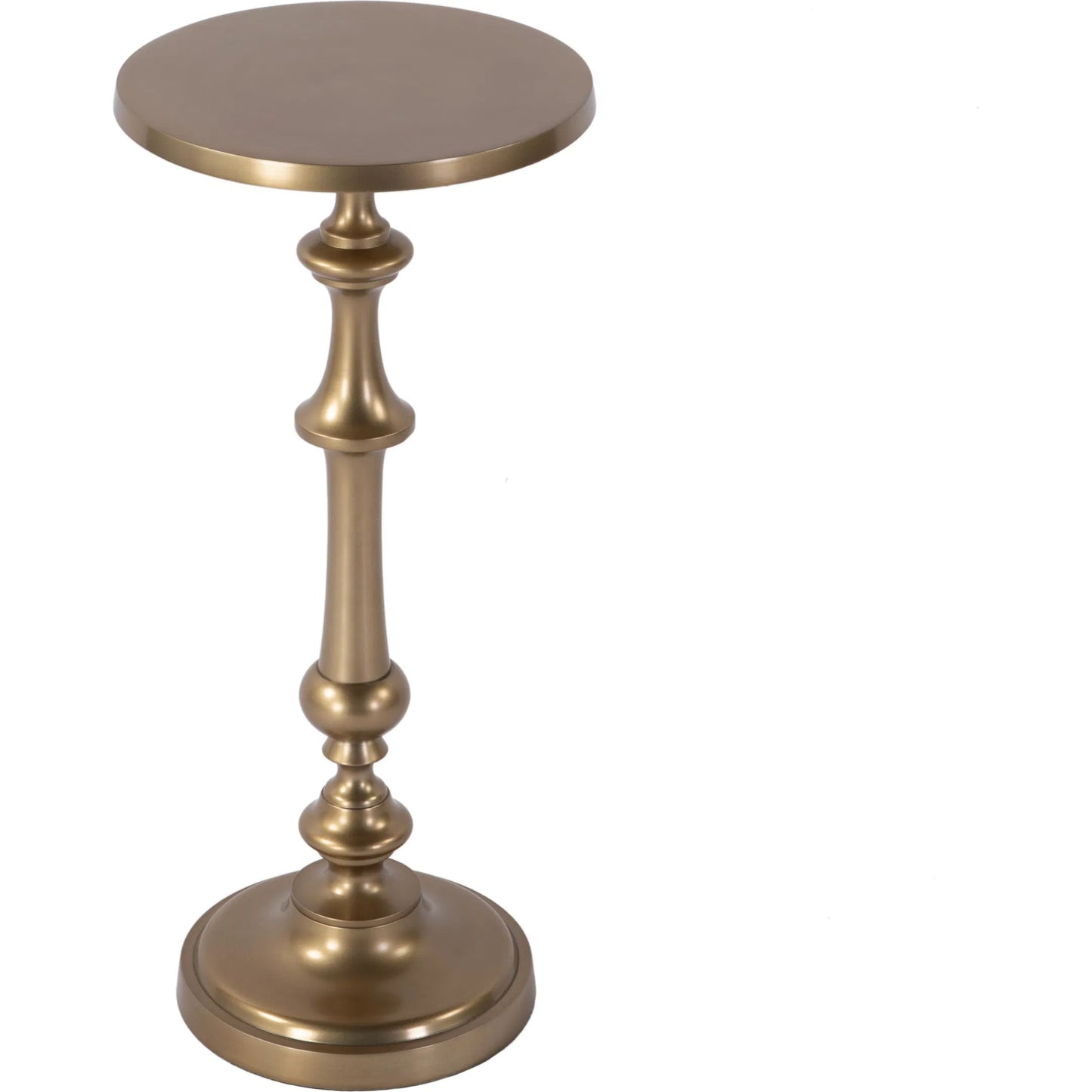 001 SI-2379608 | Primary Silo | Bartel Pedestal Base End Table by Butler Specialty Company in antique gold. Made from aluminum in a modern style.