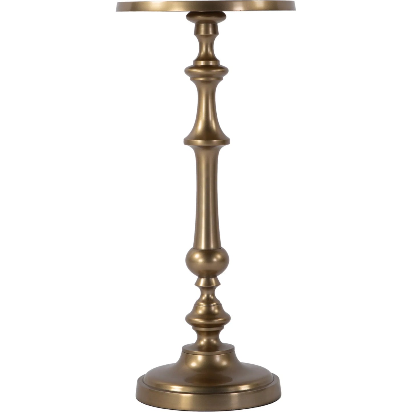 002 SI-2379608 | Additional Silo | Bartel Pedestal Base End Table by Butler Specialty Company in antique gold. Made from aluminum in a modern style.